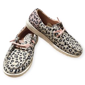 HEY DUDE Wendy Youth Funk Leo Leopard Print Shoes